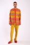 Jacket in striped jacquard cotton blend with hoodie